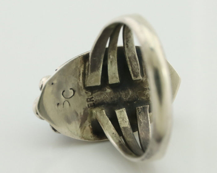 Navajo Ring 925 Silver Sleeping Beauty Turquoise Artist Signed SC C80s