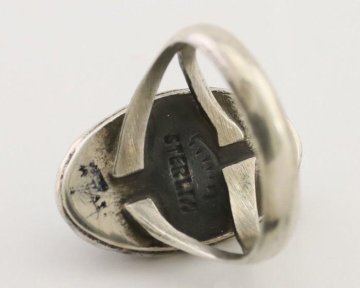 Navajo Ring 925 Silver Sleeping Beauty Turquoise Artist Signed SC C.80's
