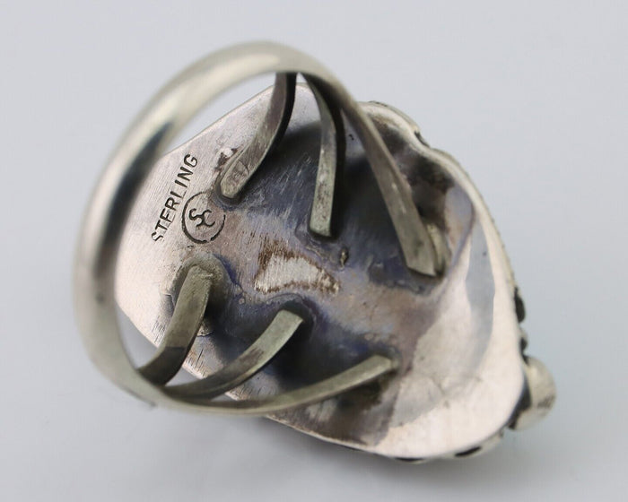 Navajo Ring 925 Silver Sleeping Beauty Turquoise Artist Signed SC C.80's