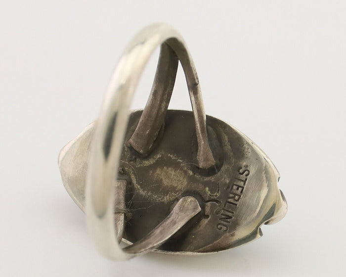 Navajo Ring 925 Silver Sleeping Beauty Turquoise Artist Signed SC C.80's