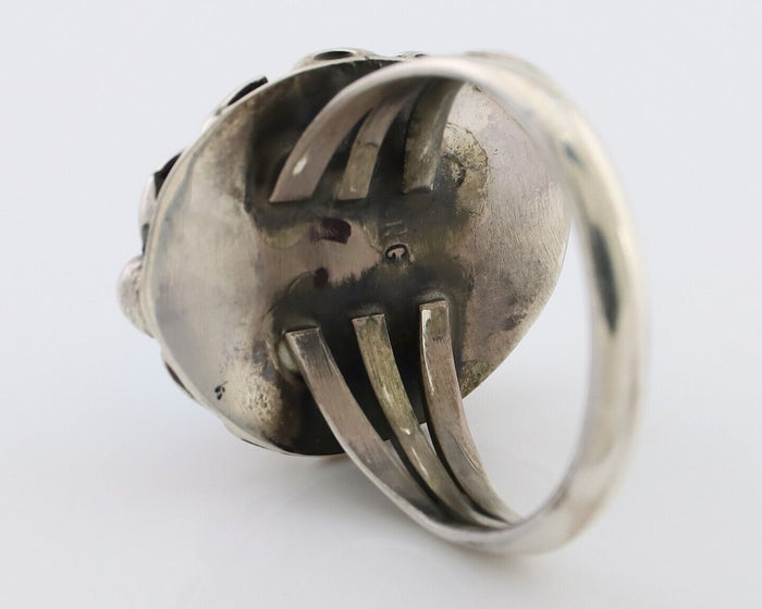 Navajo Ring 925 Silver Sleeping Beauty Turquoise Artist Signed SC C.80's