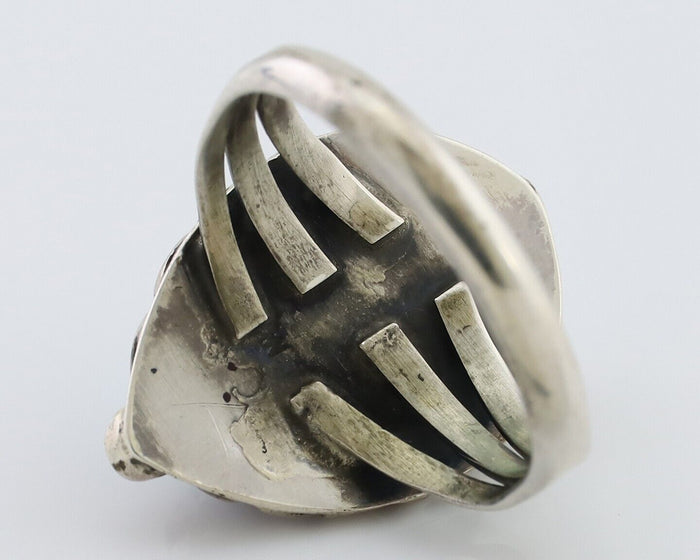 Navajo Ring 925 Silver Sleeping Beauty Turquoise Artist Signed SC C.80's
