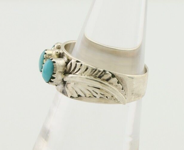 Navajo Ring 925 Silver Sleeping Beauty Turquoise Artist Signed WR C.80's