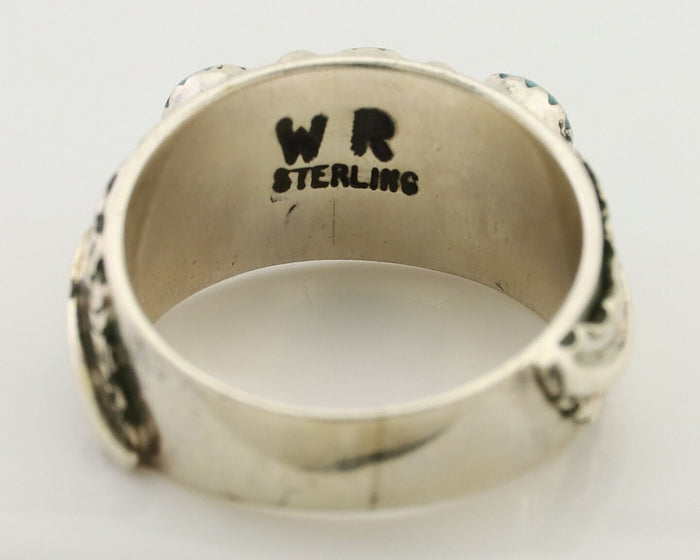 Navajo Ring 925 Silver Sleeping Beauty Turquoise Artist Signed WR C.80's
