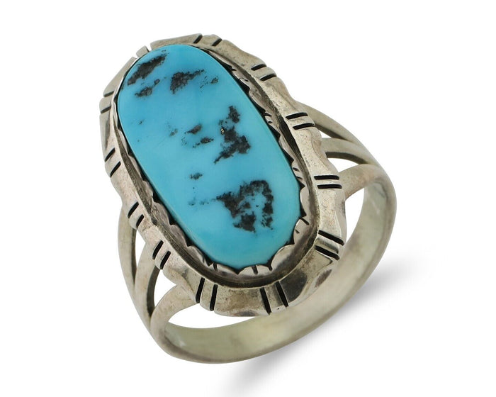 Navajo Ring 925 Silver Sleeping Beauty Turquoise Ben Boyd C.80's