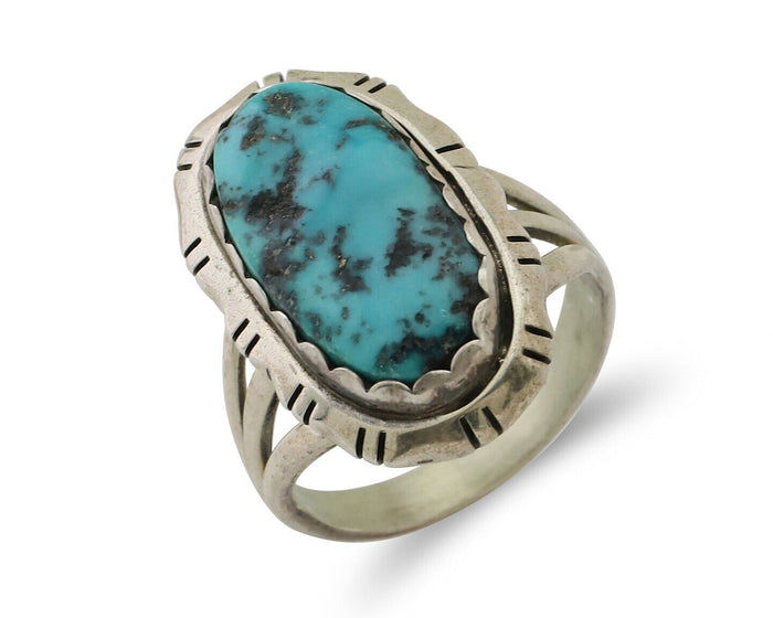 Navajo Ring 925 Silver Sleeping Beauty Turquoise Ben Boyd C.80's