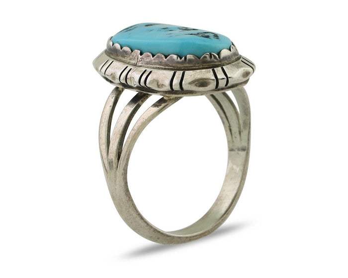 Navajo Ring 925 Silver Sleeping Beauty Turquoise Ben Boyd C.80's