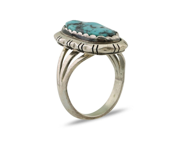 Navajo Ring 925 Silver Sleeping Beauty Turquoise Ben Boyd C.80's