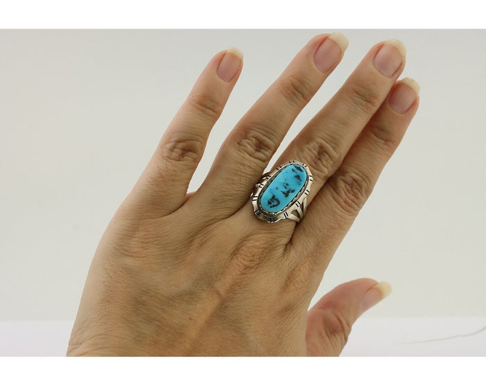 Navajo Ring 925 Silver Sleeping Beauty Turquoise Ben Boyd C.80's