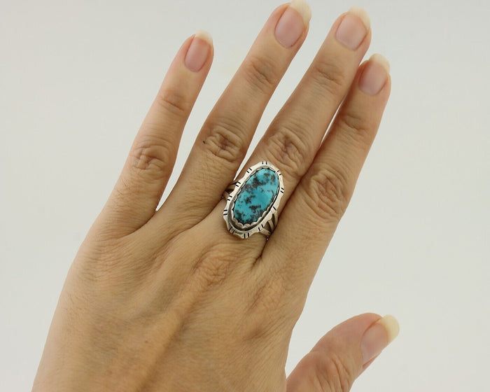 Navajo Ring 925 Silver Sleeping Beauty Turquoise Ben Boyd C.80's