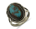 Navajo Ring 925 Silver Sleeping Beauty Turquoise Native American Artist C.80's