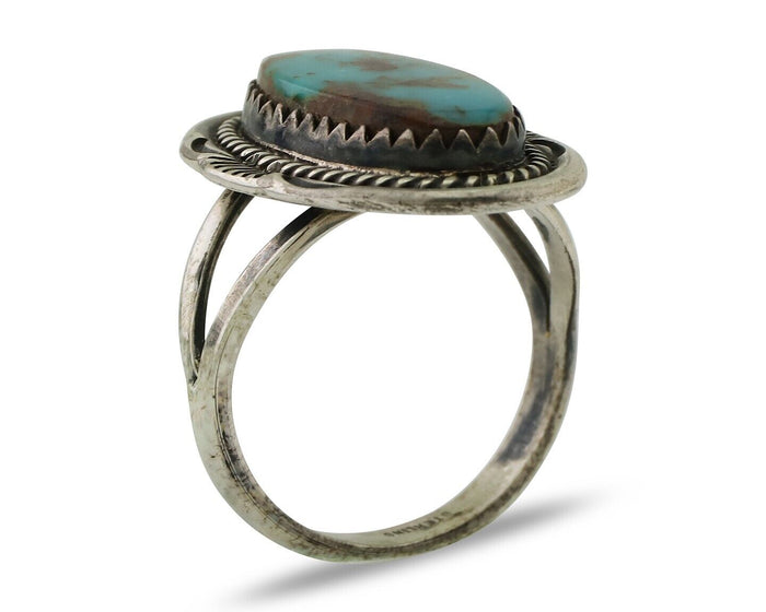 Navajo Ring 925 Silver Sleeping Beauty Turquoise Native American Artist C.80's