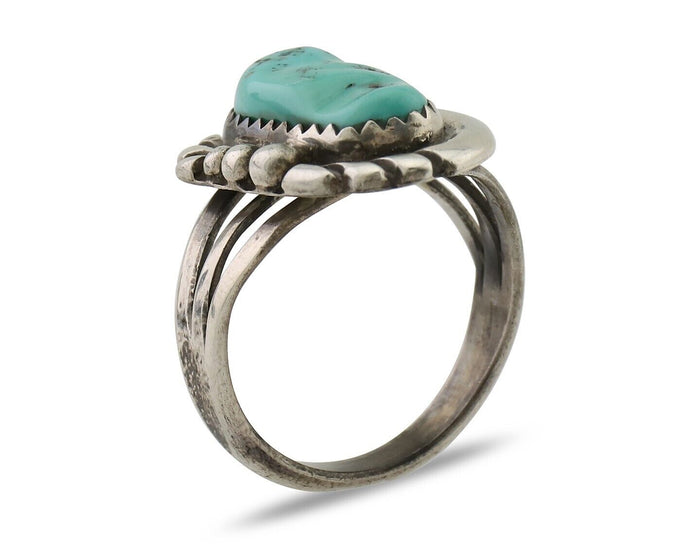 Navajo Ring 925 Silver Sleeping Beauty Turquoise Native American Artist C.80's