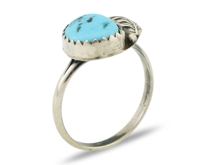 Navajo Ring 925 Silver Sleeping Beauty Turquoise Native American Artist C.80's