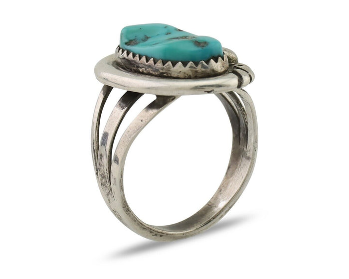 Navajo Ring 925 Silver Sleeping Beauty Turquoise Native American Artist C.80's