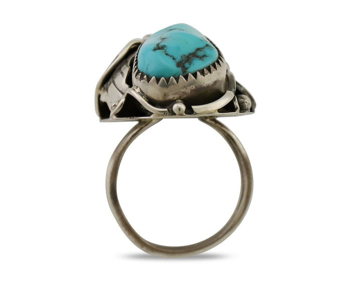 Navajo Ring 925 Silver Sleeping Beauty Turquoise Native American Artist C.80's