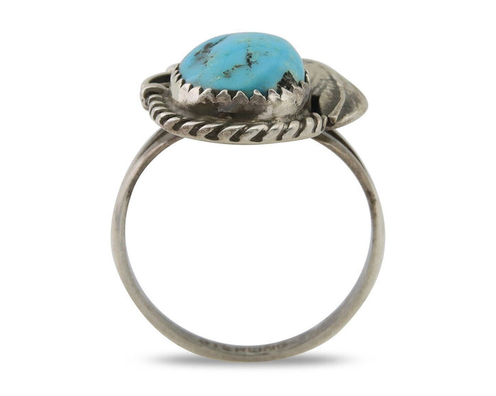 Navajo Ring 925 Silver Sleeping Beauty Turquoise Native American Artist C.80's
