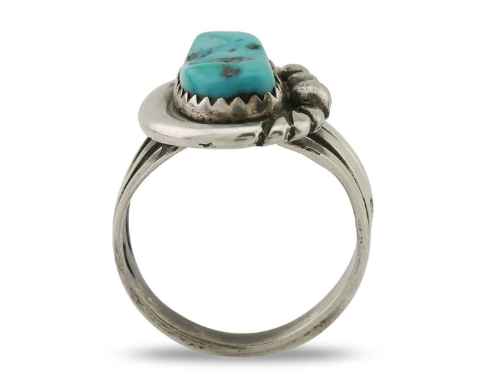 Navajo Ring 925 Silver Sleeping Beauty Turquoise Native American Artist C.80's