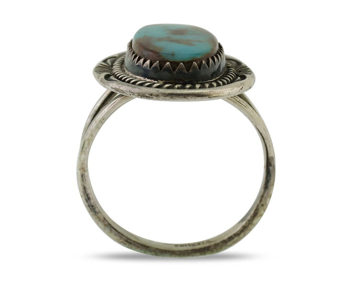 Navajo Ring 925 Silver Sleeping Beauty Turquoise Native American Artist C.80's