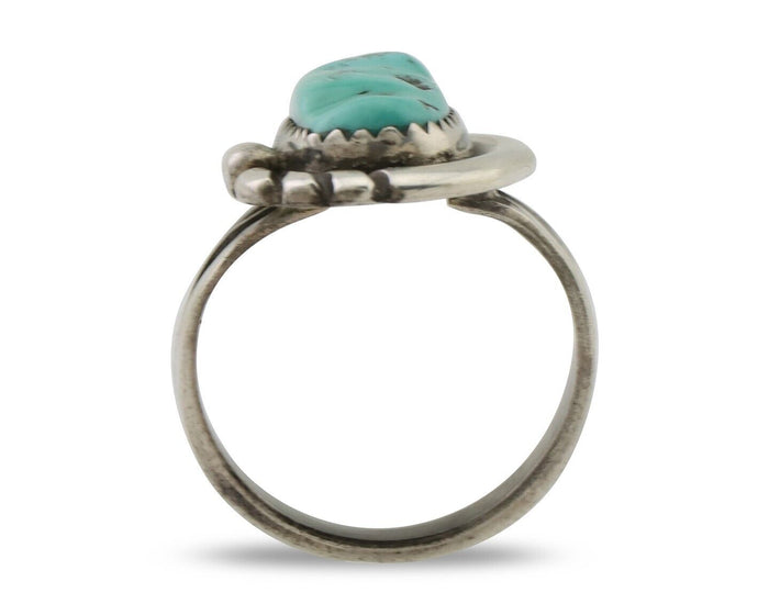 Navajo Ring 925 Silver Sleeping Beauty Turquoise Native American Artist C.80's