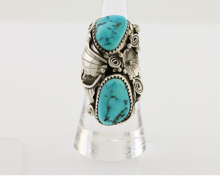 Navajo Ring 925 Silver Sleeping Beauty Turquoise Native American Artist C.80's