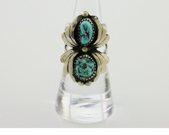 Navajo Ring 925 Silver Sleeping Beauty Turquoise Native American Artist C.80's