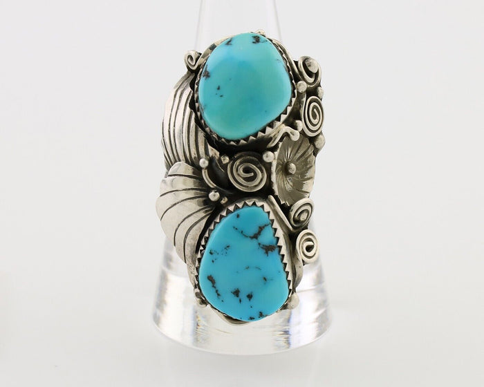Navajo Ring 925 Silver Sleeping Beauty Turquoise Native American Artist C.80's