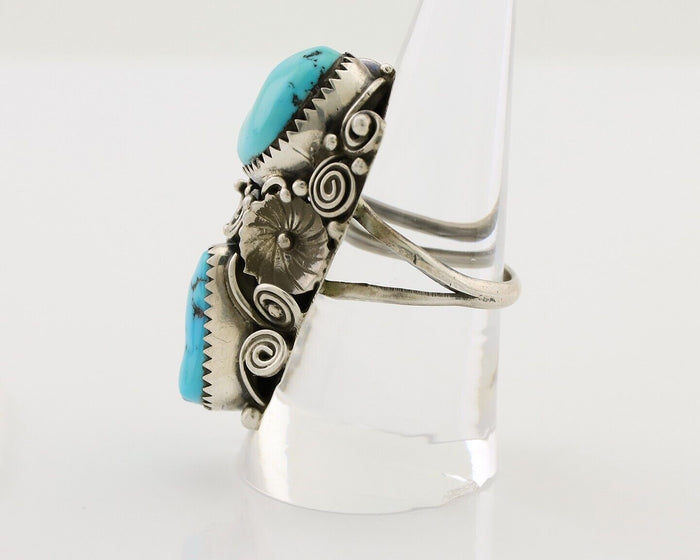 Navajo Ring 925 Silver Sleeping Beauty Turquoise Native American Artist C.80's