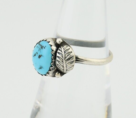 Navajo Ring 925 Silver Sleeping Beauty Turquoise Native American Artist C.80's