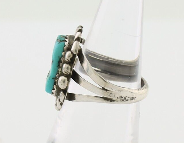 Navajo Ring 925 Silver Sleeping Beauty Turquoise Native American Artist C.80's