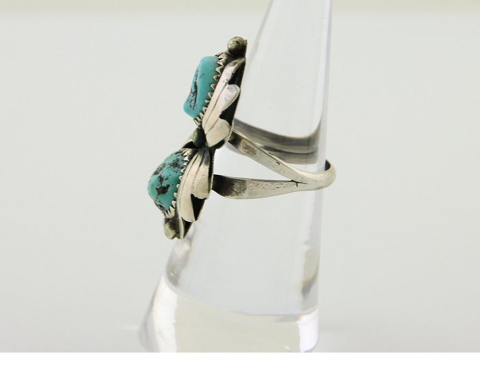 Navajo Ring 925 Silver Sleeping Beauty Turquoise Native American Artist C.80's