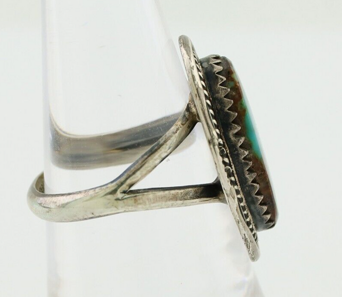 Navajo Ring 925 Silver Sleeping Beauty Turquoise Native American Artist C.80's