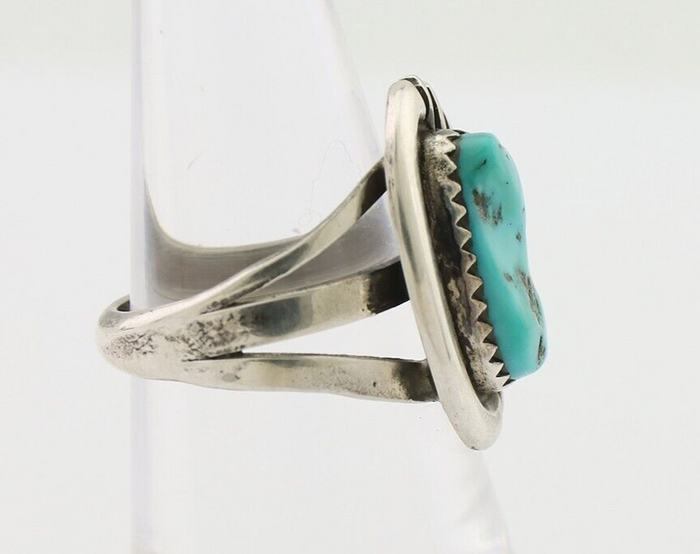 Navajo Ring 925 Silver Sleeping Beauty Turquoise Native American Artist C.80's