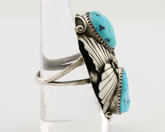 Navajo Ring 925 Silver Sleeping Beauty Turquoise Native American Artist C.80's