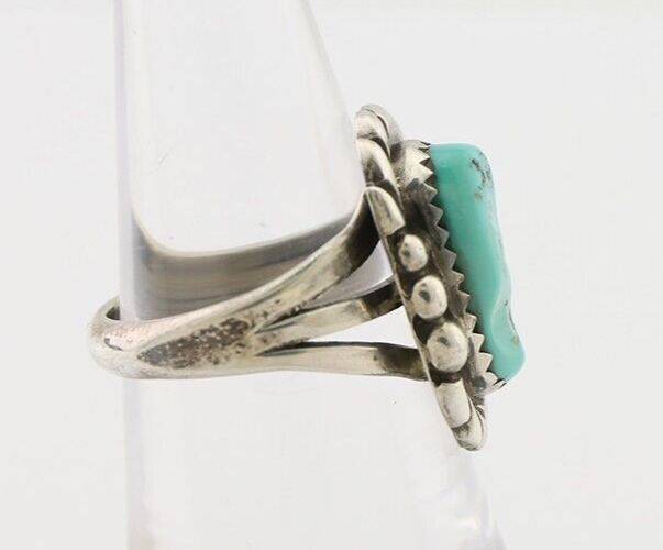Navajo Ring 925 Silver Sleeping Beauty Turquoise Native American Artist C.80's