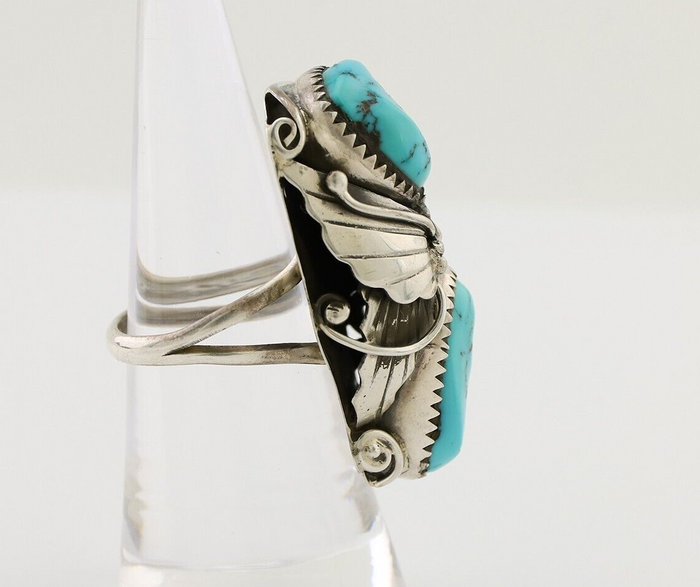 Navajo Ring 925 Silver Sleeping Beauty Turquoise Native American Artist C.80's
