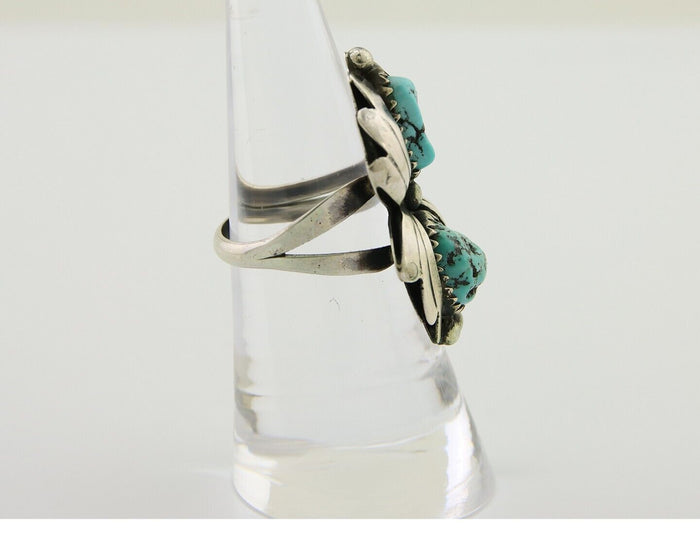 Navajo Ring 925 Silver Sleeping Beauty Turquoise Native American Artist C.80's
