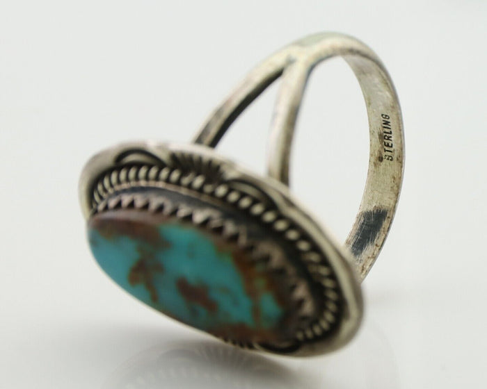 Navajo Ring 925 Silver Sleeping Beauty Turquoise Native American Artist C.80's
