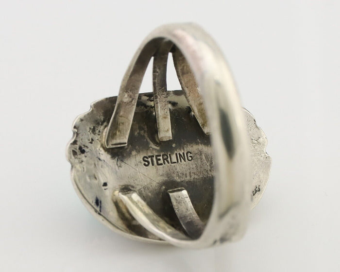 Navajo Ring 925 Silver Sleeping Beauty Turquoise Native American Artist C.80's
