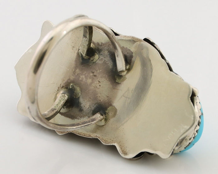 Navajo Ring 925 Silver Sleeping Beauty Turquoise Native American Artist C.80's