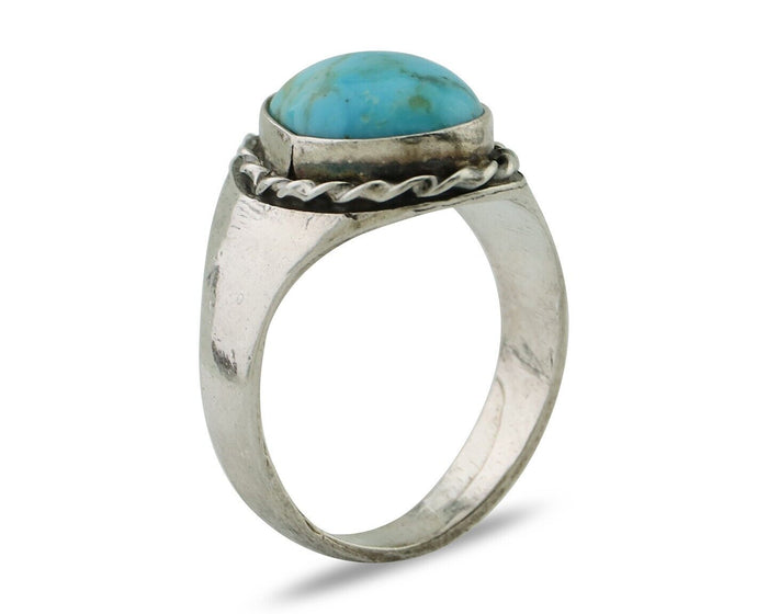 Navajo Ring 925 Silver Sleeping Beauty Turquoise Native Artist C.80's