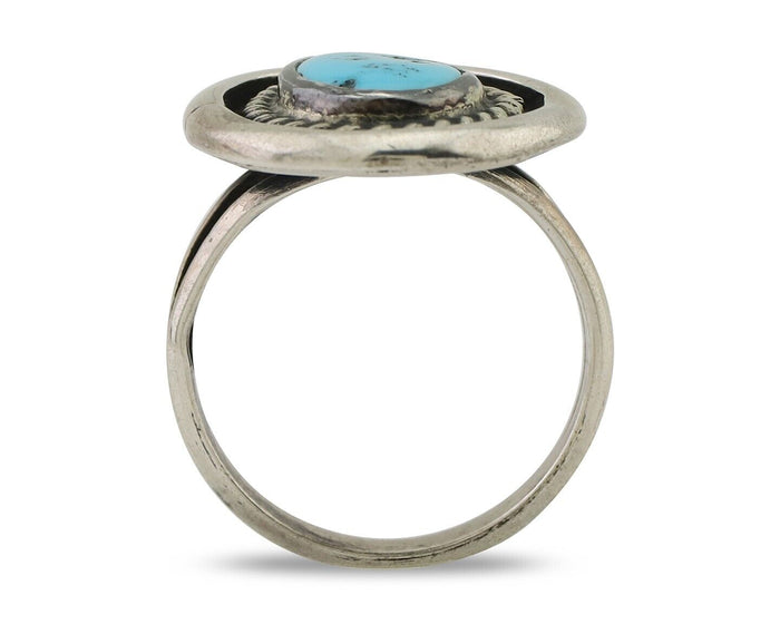 Navajo Ring 925 Silver Sleeping Beauty Turquoise Native Artist C.80's