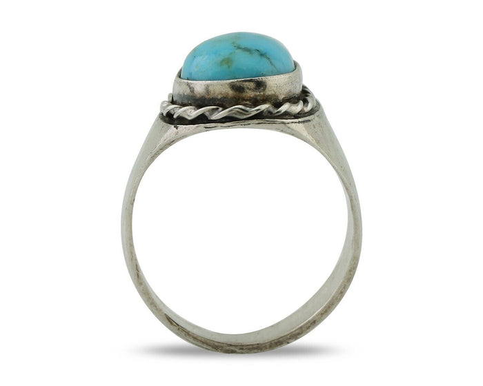 Navajo Ring 925 Silver Sleeping Beauty Turquoise Native Artist C.80's