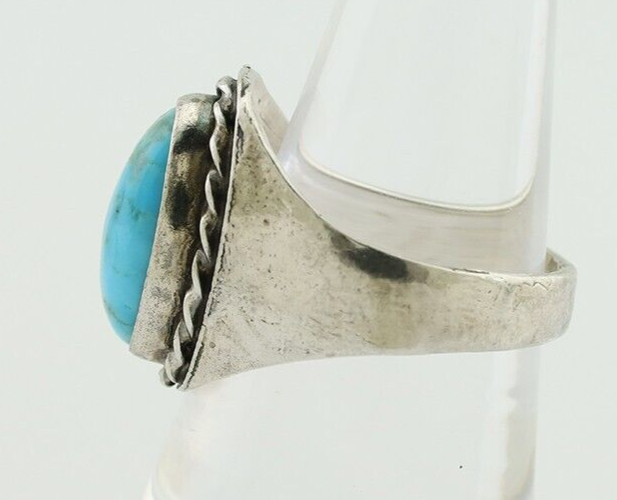 Navajo Ring 925 Silver Sleeping Beauty Turquoise Native Artist C.80's