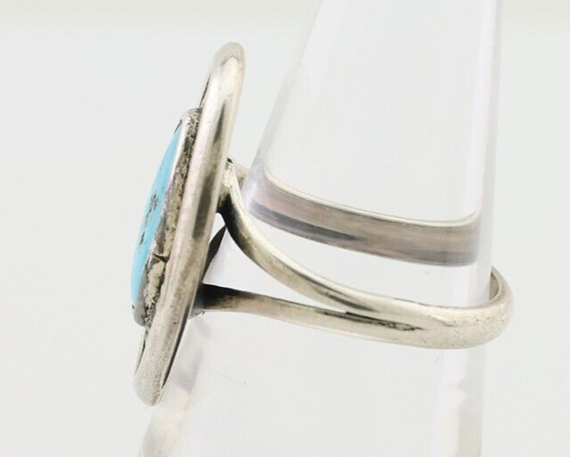 Navajo Ring 925 Silver Sleeping Beauty Turquoise Native Artist C.80's