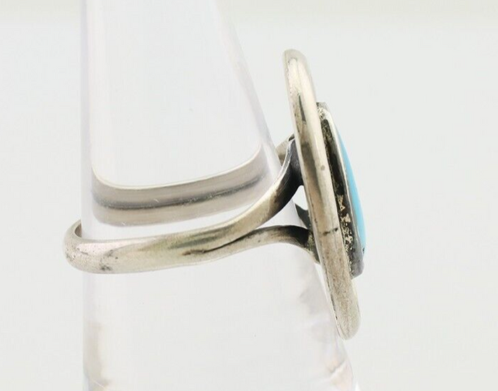 Navajo Ring 925 Silver Sleeping Beauty Turquoise Native Artist C.80's