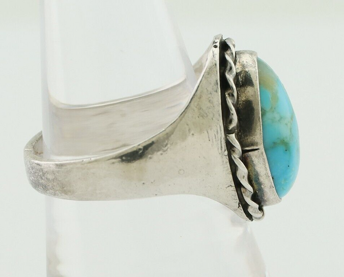 Navajo Ring 925 Silver Sleeping Beauty Turquoise Native Artist C.80's