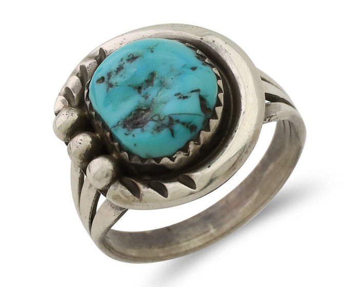 Navajo Ring 925 Silver Sleeping Beauty Turquoise Signed IROYBAI C.80's