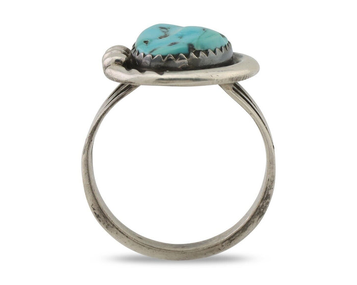 Navajo Ring 925 Silver Sleeping Beauty Turquoise Signed IROYBAI C.80's
