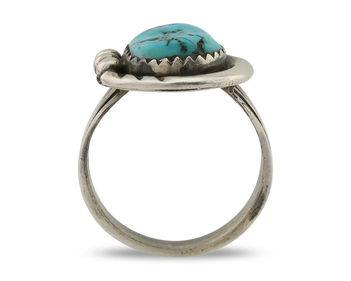 Navajo Ring 925 Silver Sleeping Beauty Turquoise Signed IROYBAI C.80's